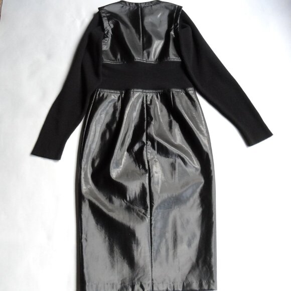 NWT$1050 RUNWAY COLLECTION Yigal Azrouel Knit Long Sleeves Leather Midi Dress 10 - Picture 13 of 16
